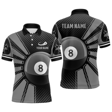 Billiard 8 Ball Grey Personalised Polo Shirt for Men T0263