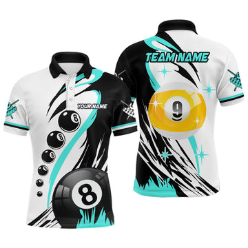 Custom Pool Shirts for Men - Turquoise Billiard Jerseys T2410