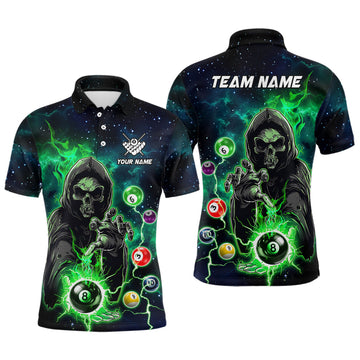 Green Billiard Skeleton Men’s Polo & Quarter-Zip Jerseys T1752