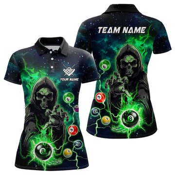 Green Billiard Skeleton Women’s Polo & Quarter-Zip Team Jerseys T1752