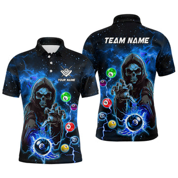 Blue Billiard Skeleton Men's Polo & Quarter-Zip Team Jerseys T1749