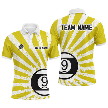 Grunge Billiard 9 Ball Men's Polo & Quarter-Zip Shirt - Yellow T1881