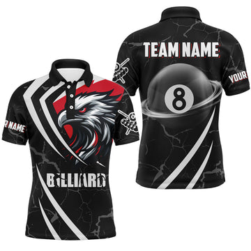 Custom Red & Black 8-Ball Pool Billiard Shirt for Men T1937
