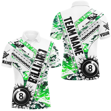 Men's Green Camo Billiard Polo Shirt T0953