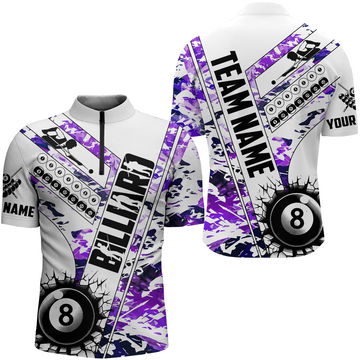 Men's Purple Camo Billiard Quarter-Zip Shirt T0952