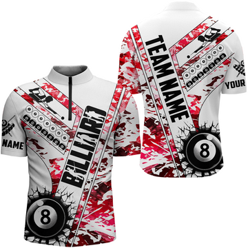 Men's Camo Red Quarter-Zip Billiard Team Shirt T0951