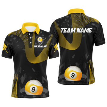 Men's 3D Printed Yellow & Black 9 Ball Pool Shirt T1938