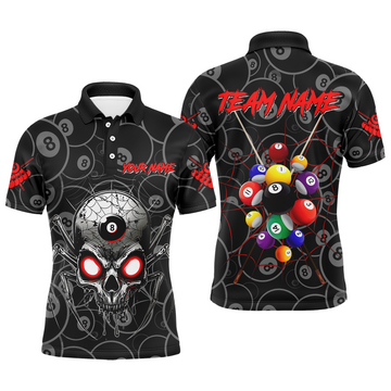 Men's Custom Skull Spider Billiard Team Polo & Quarter-Zip Shirts T1746
